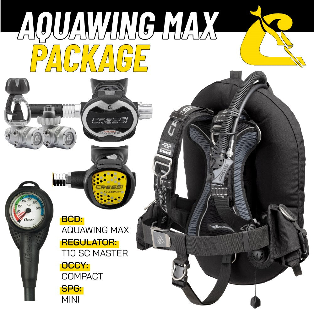 Cressi Aquawing Max T10-SC Cromo Master Hardware Package Wing + Full Regulator Set